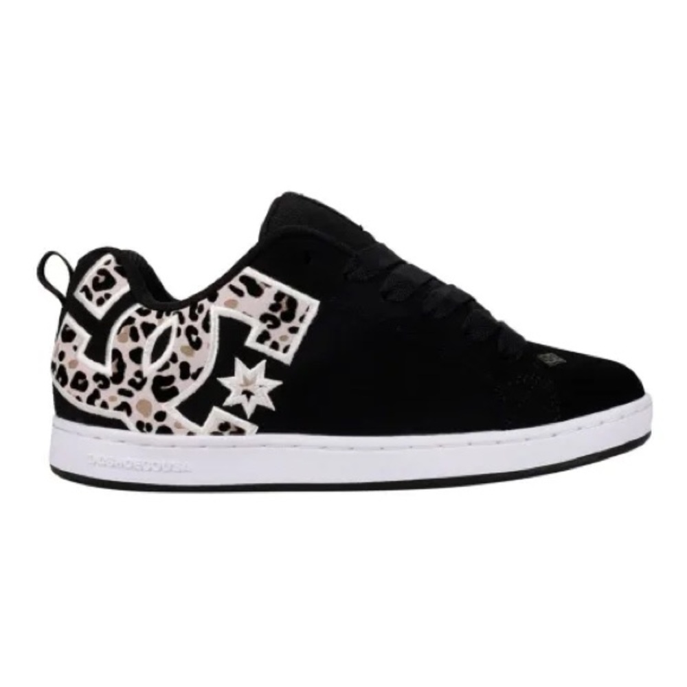 Rare Sample DC Women's Black and White Court Graffik Sneakers Leopard Print